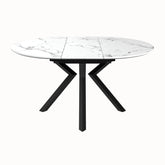 Toronto 120-160cm White Marble Duro Top Extending Dining Table with Grey Dining Armchairs - Dining table with Black Legs